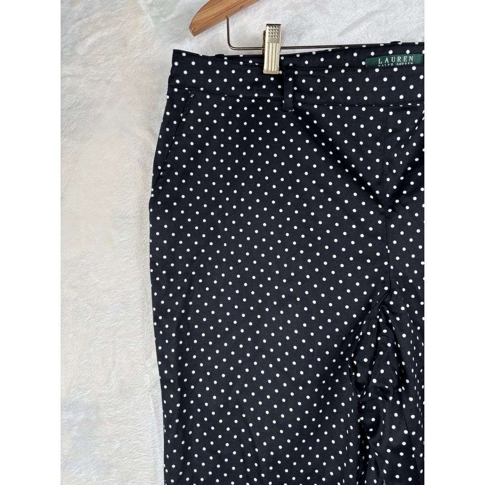 Lauren Ralph Lauren Womens Sz 16 Black/White Stretch Polka Dot Ankle Pants - Picture 2 of 16
